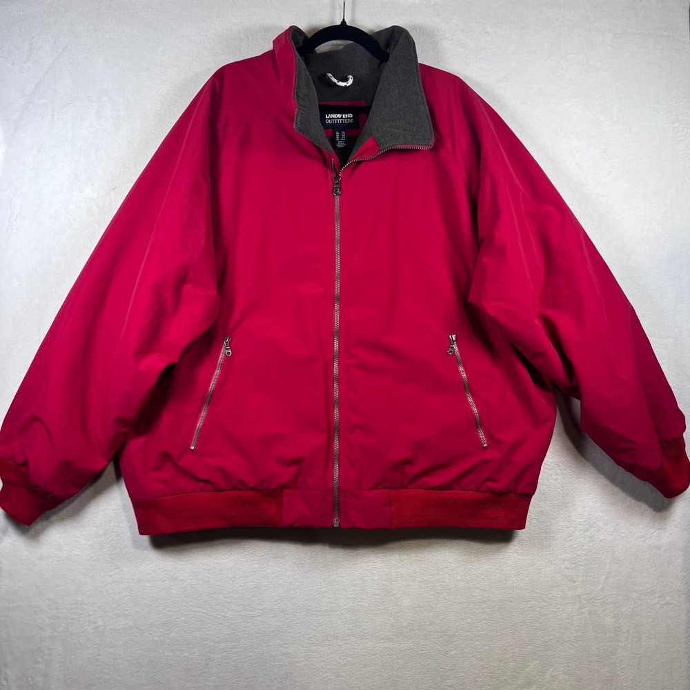 Lands End Mens XXL Red Squall Jacket Fleece Lined Bomber Gorpcore Hiking Outdoor